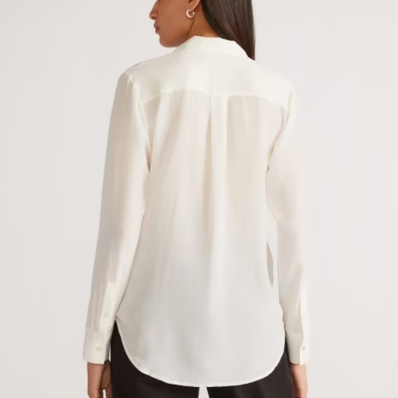 Everlane Ivory Clean Silk Oversized Shirt sz 2 - Picture 2 of 6